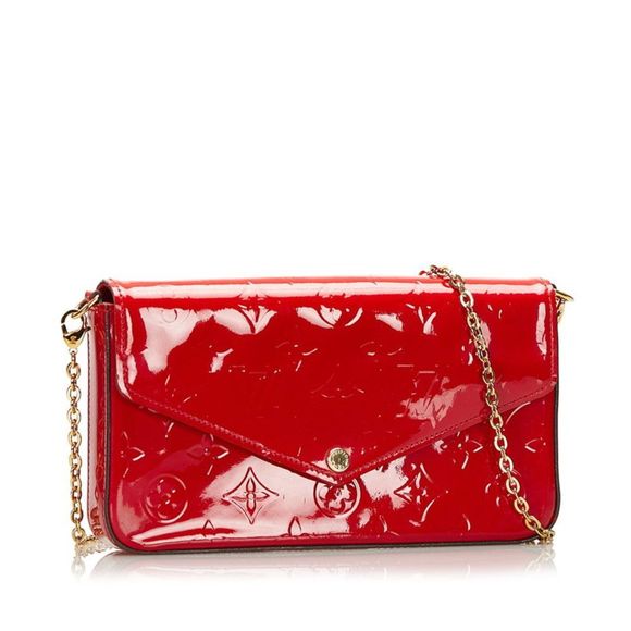 Monogram Vernis Pochette Felicie Chain  Red Patent Leather - Picture 2 of 9